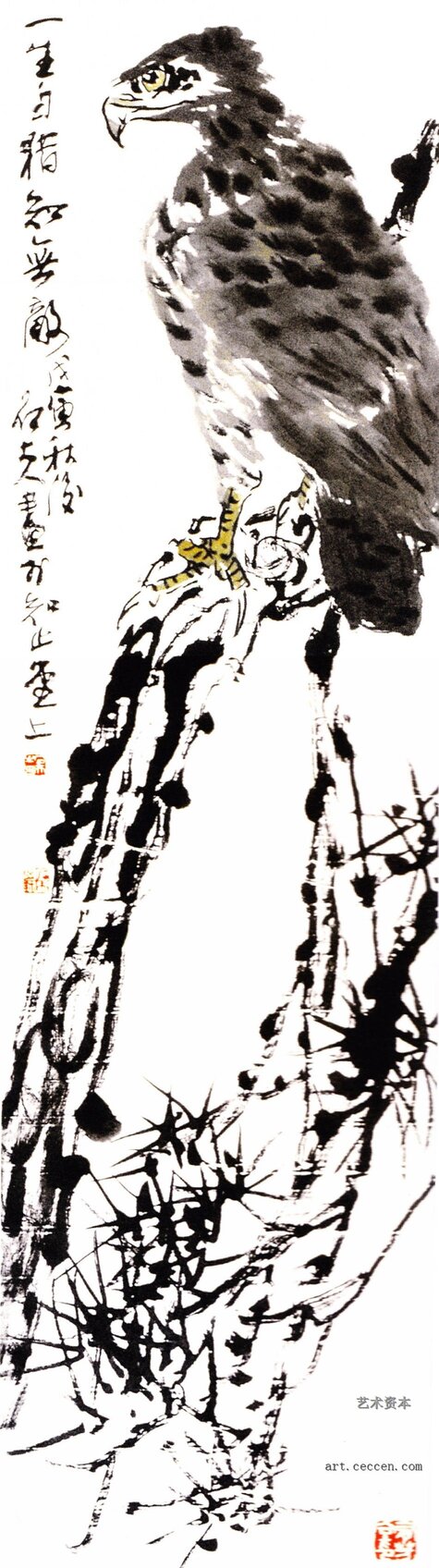 松鹰 153x42cm 纸本墨笔 1998年 郭石夫